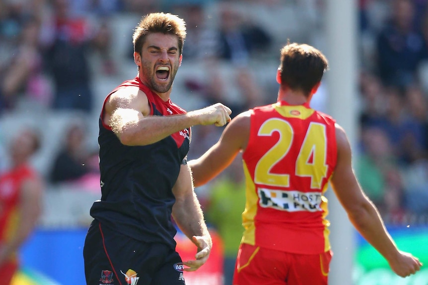 Ben Newton celebrates one of his two goals against the Suns
