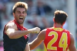 Ben Newton celebrates one of his two goals against the Suns