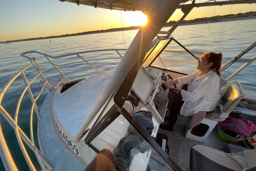 A woman in a boat