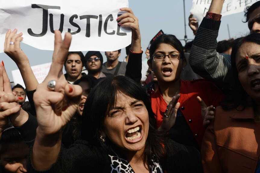 Indian protesters in New Delhi
