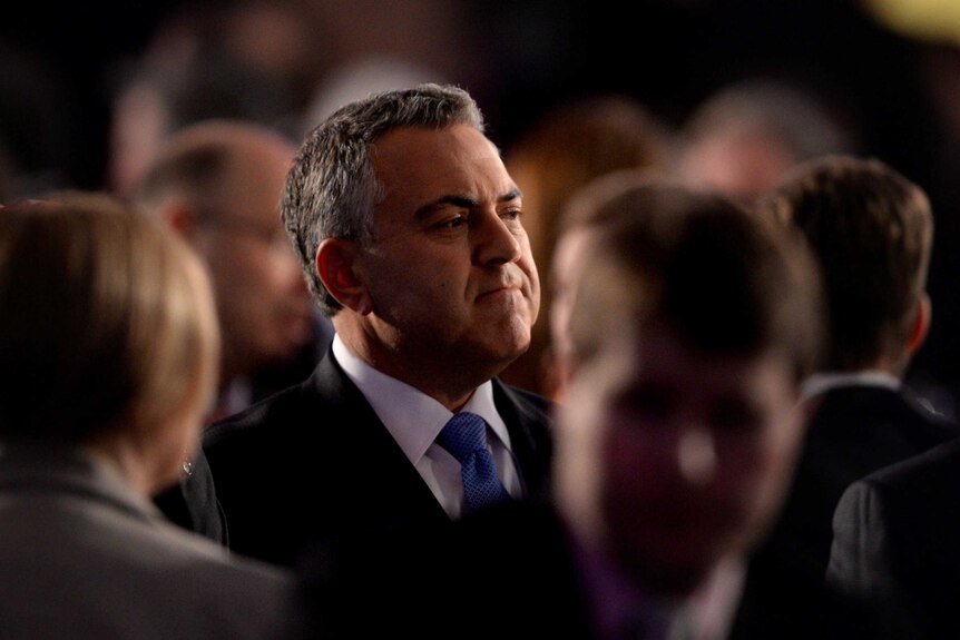 Treasurer Joe Hockey arrives for his National Press Club post-budget address at Parliament House in Canberra.