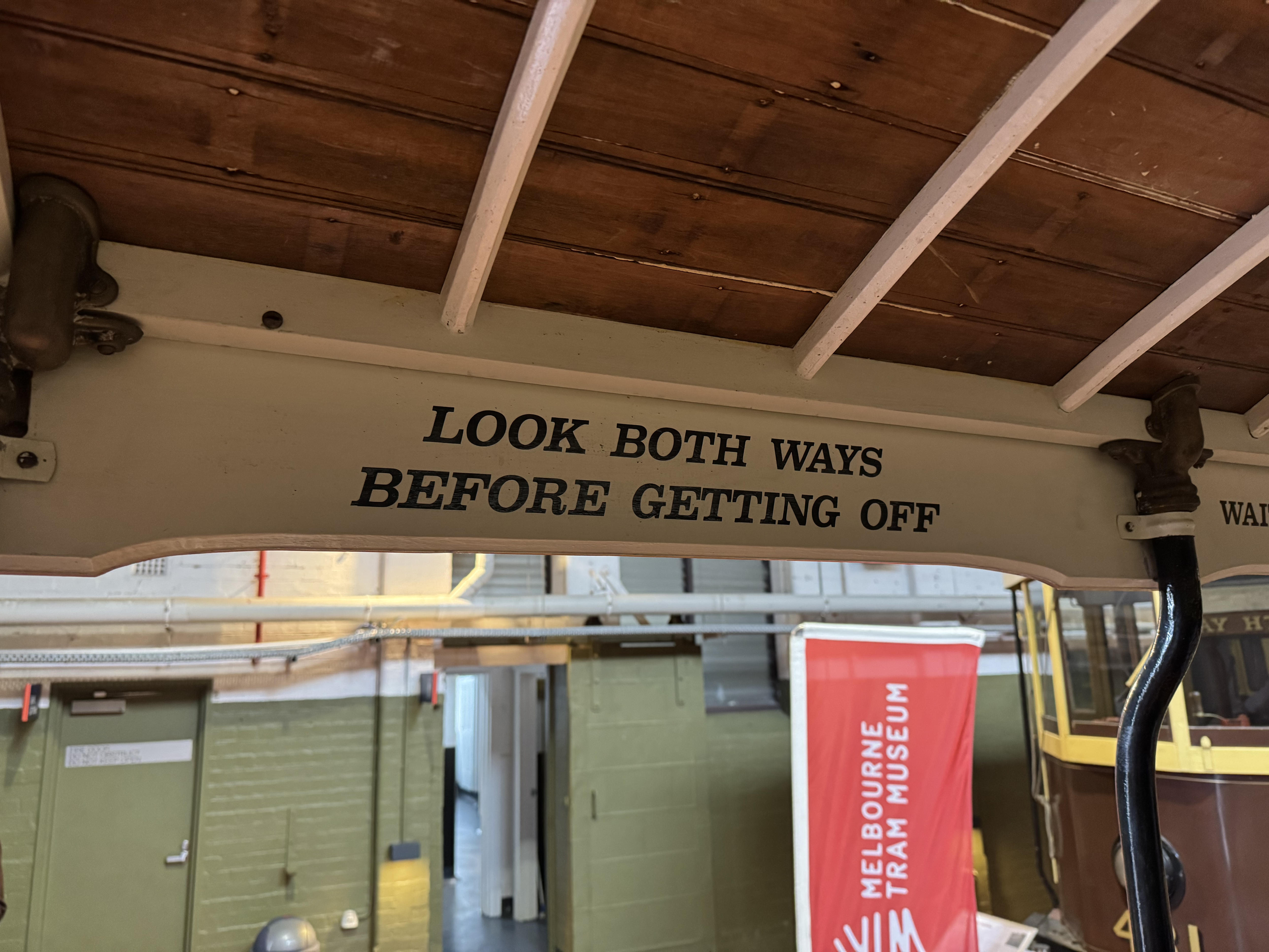 A warning sign on the old cable trams that used to operate in Melbourne in the 19th and early 20th centuries