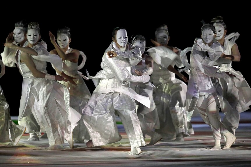 Dancers performing in the opening ceremony of the Rugby World Cup.