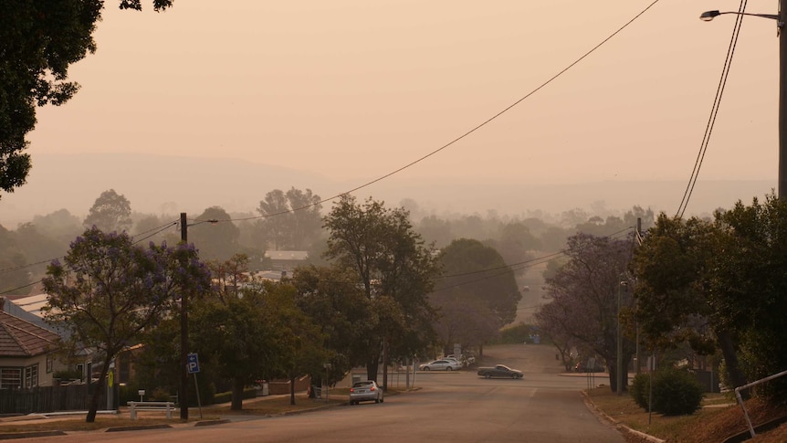 Muswellbrook skyline on a smokey afternoon