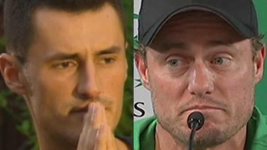 A composite of tennis players Bernard Tomic and Lleyton Hewitt.