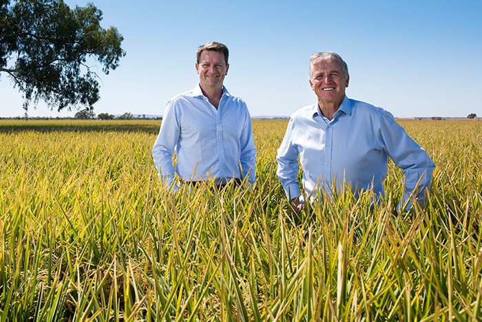 SunRice CEO Rob Gordon and chairman Laurie Arthur.