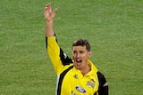 Brad Hogg appeals for a wicket
