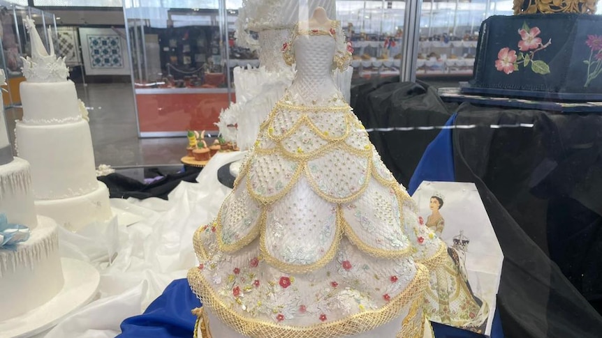 Cake baked in the image of Queen Elizabeth II
