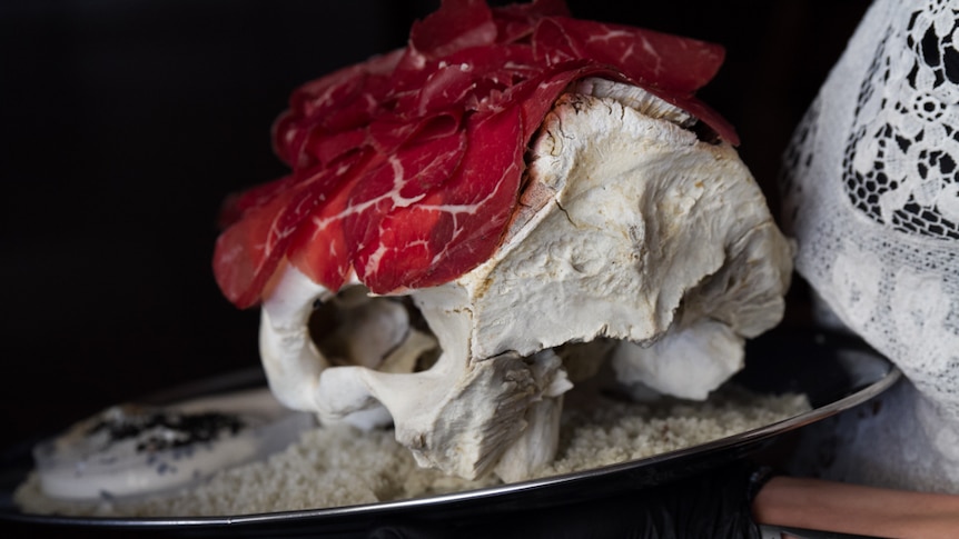 Ham served on top of a skull at the Brisbane Festival