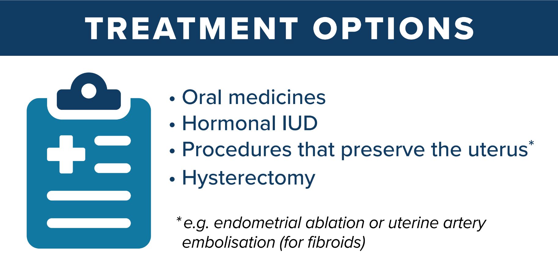 Heavy periods treatment options graphic