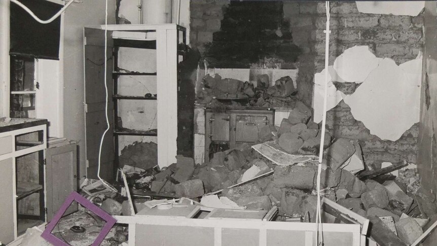 The inside of a house which fell down during an earthquake