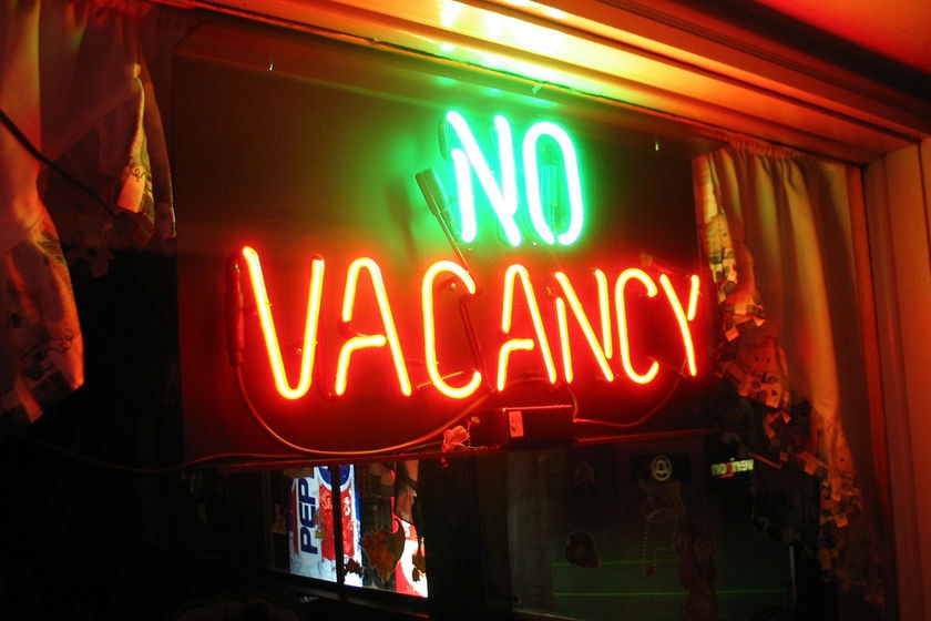 No Vacancy sign on motel