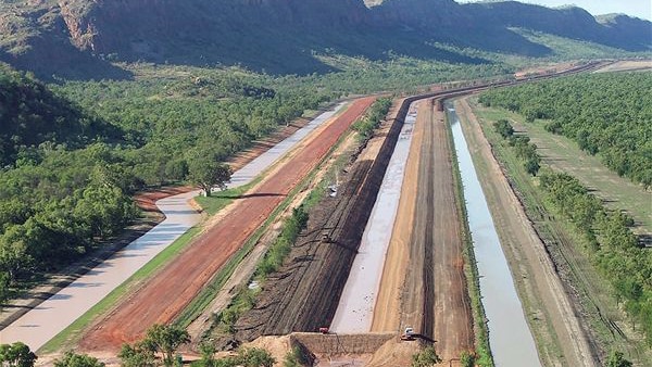 An aerial view of irrigation channels on Ord Stage Two in WA's north