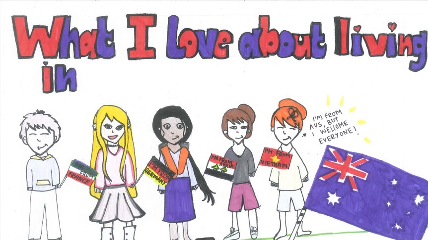 Welcome message finalist draws what she loves about Australia.
