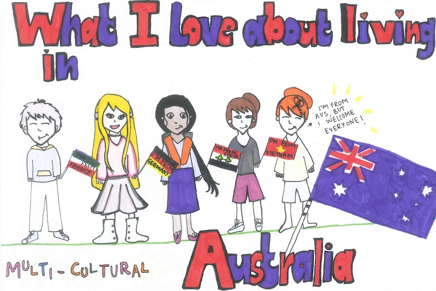 Welcome message finalist draws what she loves about Australia.
