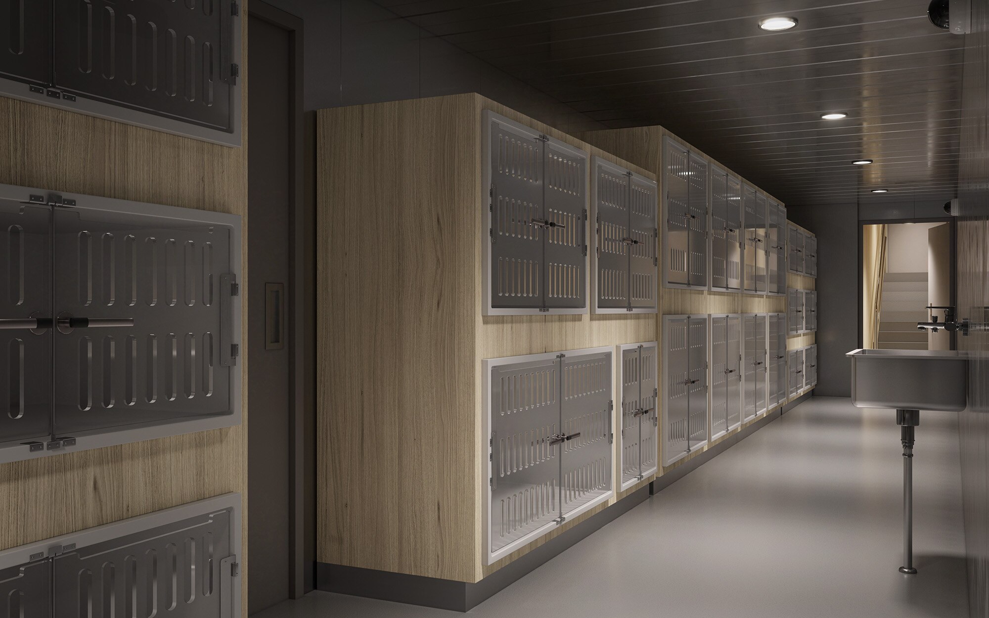 A visualisation of kennels in an enclosed space.