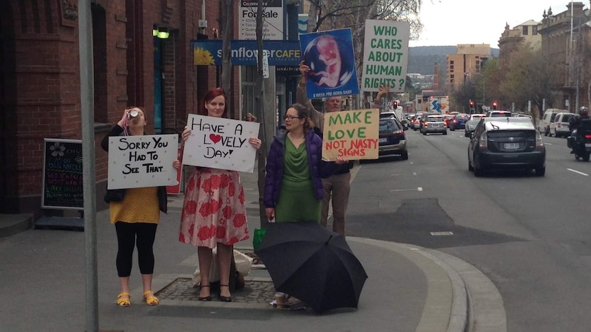 Anti-abortion protester upstaged