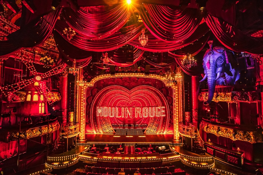 Boston Set Shot of MOULIN ROUGE! A colourful red show set.
