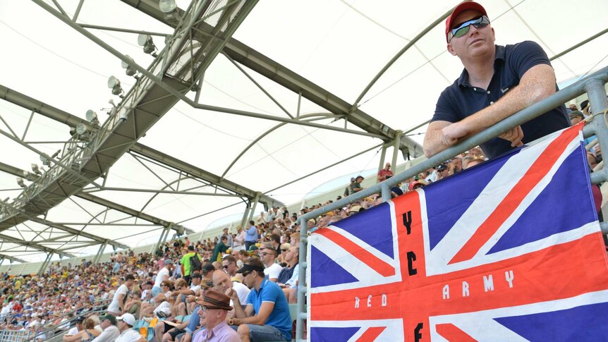 Fans display Union Jack on Ashes first day