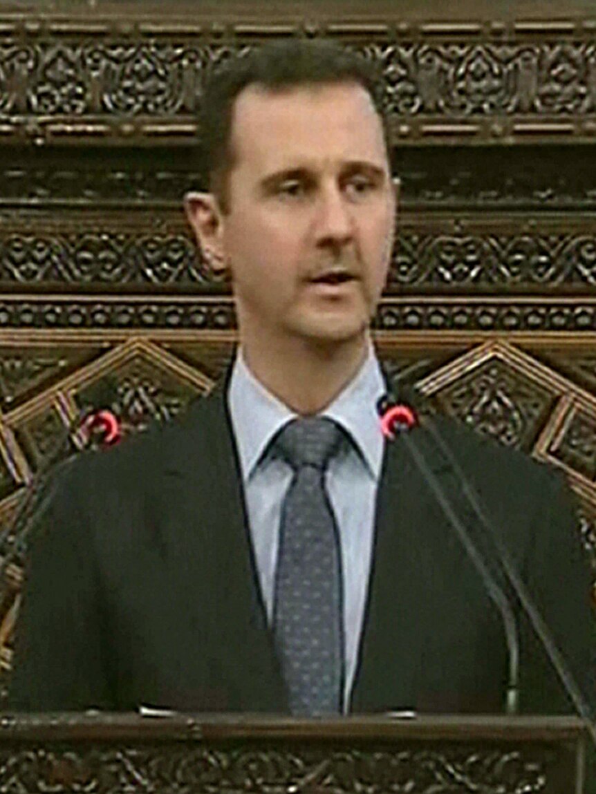 Syrian president Bashar al-Assad addresses parliament in Damascus