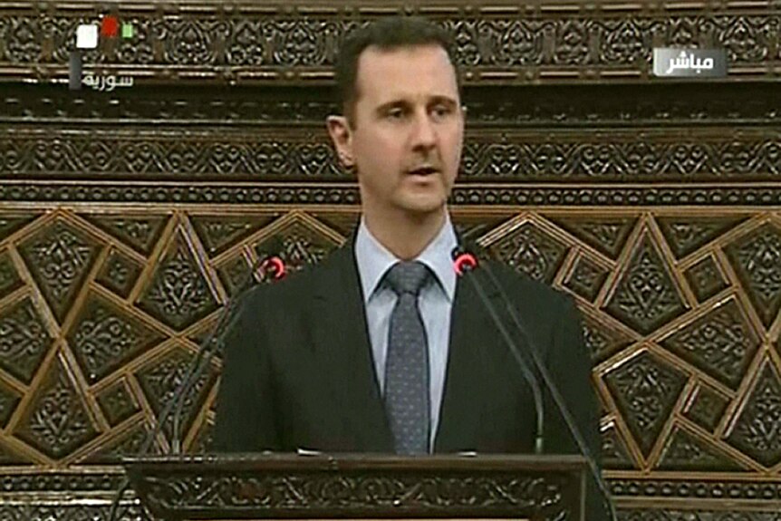 Syrian president Bashar al-Assad addresses parliament in Damascus
