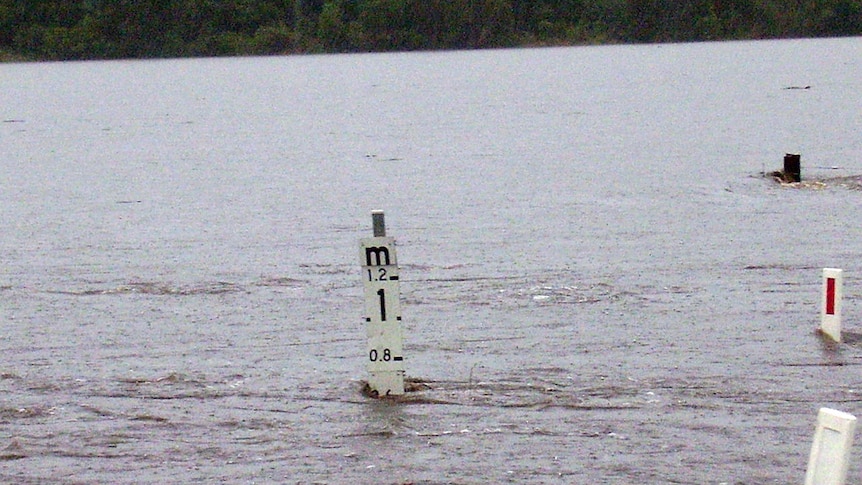 A flood marker outside St Helens (file photo)