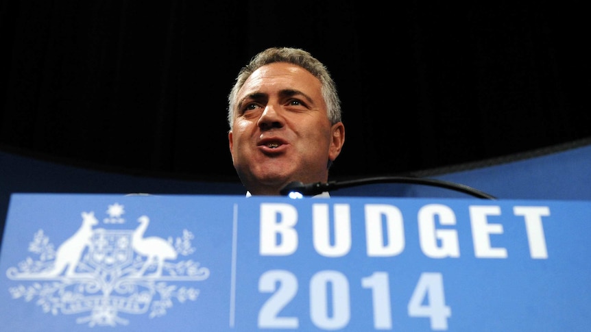 Treasurer Joe Hockey addresses the NSW Liberal Party post budget luncheon in Sydney on May 19, 2014.