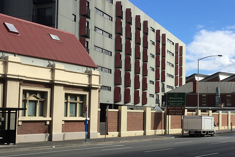 Macquarie Street in Hobart where an elephant pulled a cart during a flood