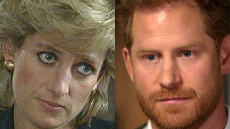 A composite image of Princess Diana and Prince Harry