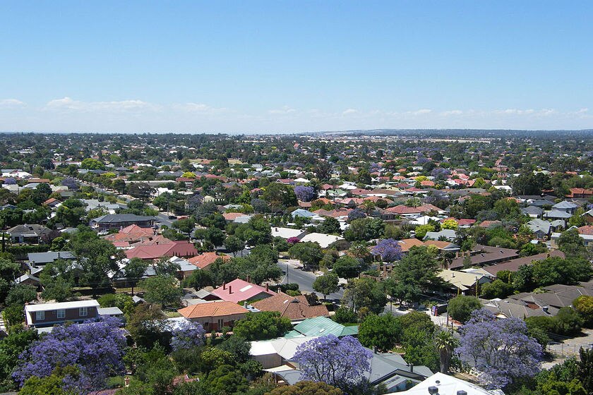Aerial view of suburban Adelaide
