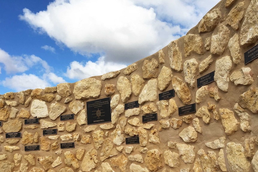 Naracoorte's Volunteer Firefighter Memorial wall