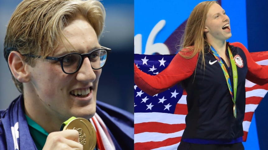 Olympic gold medalists Mack Horton (left) and Lilly King (right).