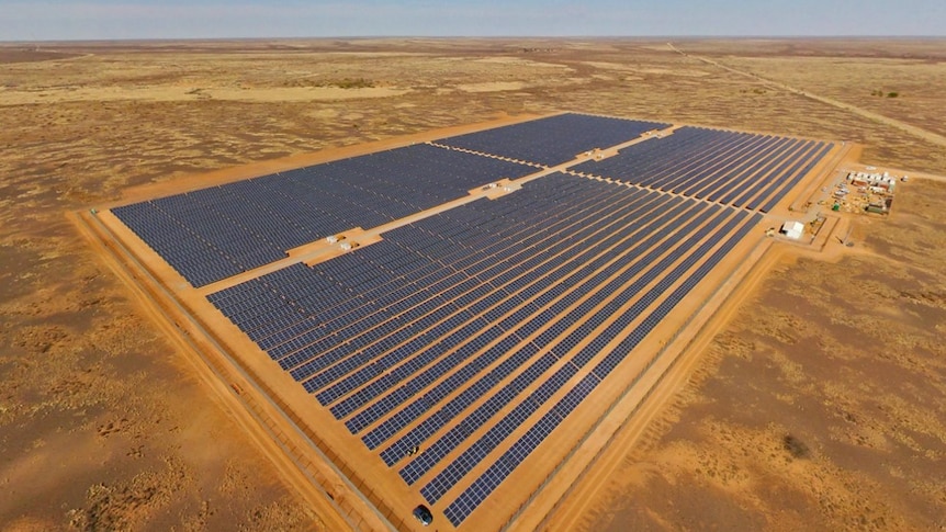 A solar-pv array if thousands of panels at an African mine, built by Juwi Renewable Energy