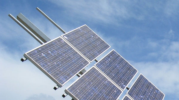 Solar panels at the University of Tasmania's new renewable energy laboratory.