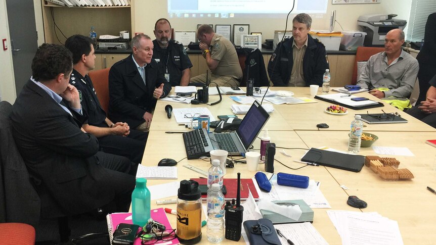 Premier Jay Weatherill speaks with an emergency committee meeting