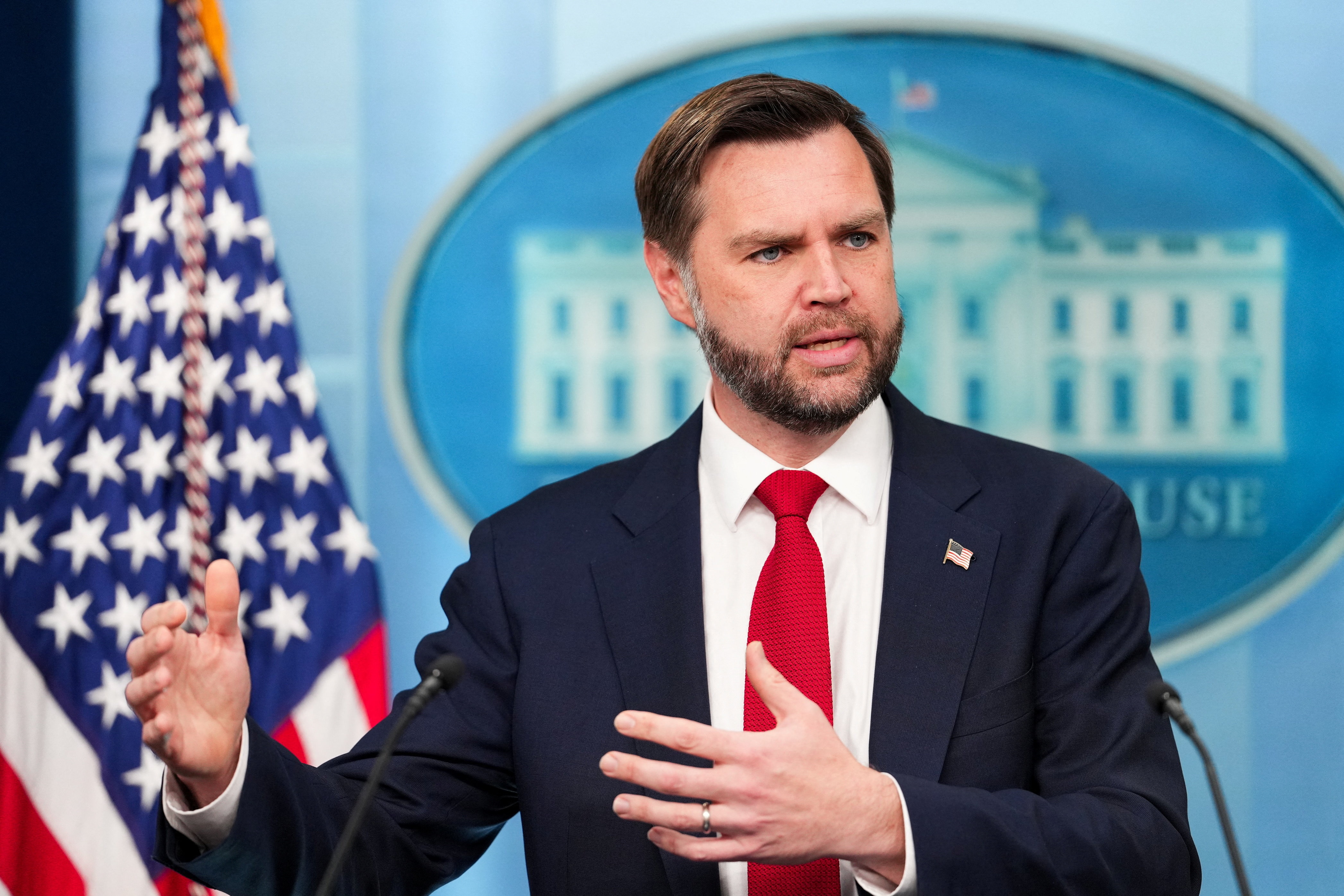 JD Vance speaking in the White House.