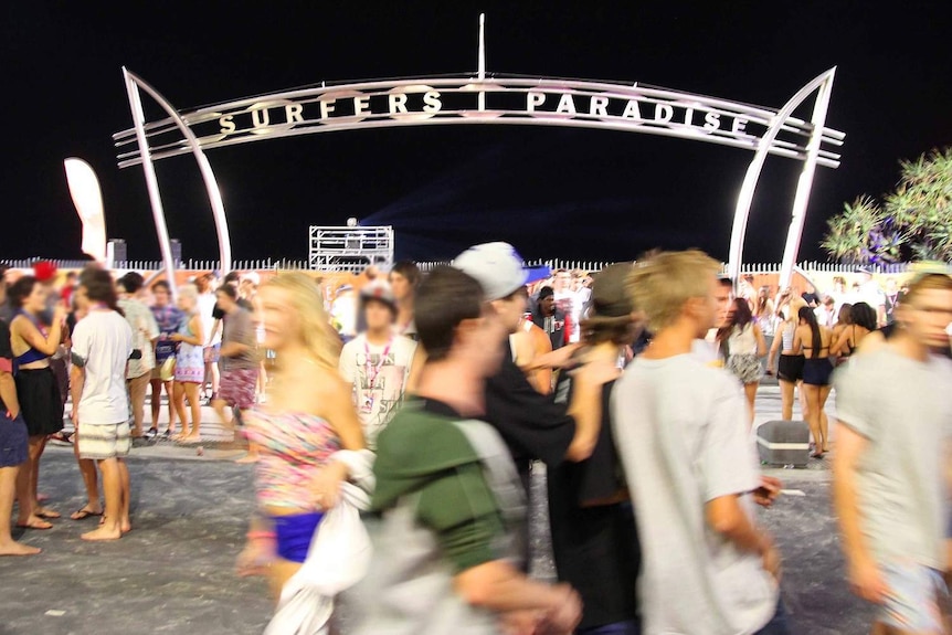 Teenagers at Surfers Paradise at night in 2013.
