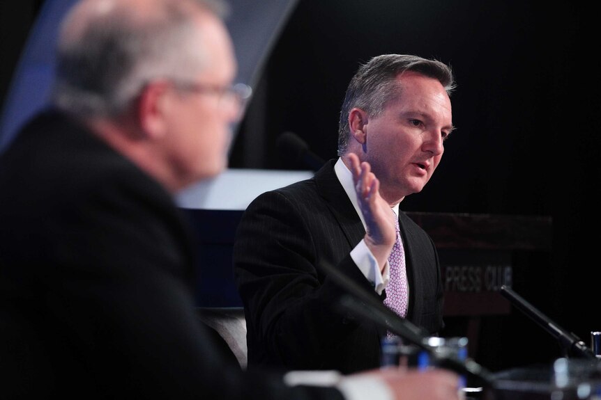 Scott Morrison and Chris Bowen at treasurers debate