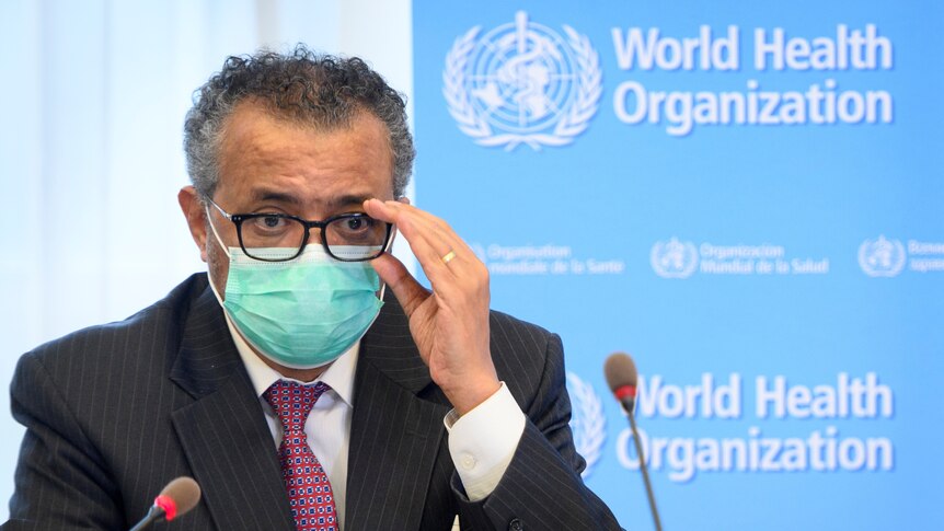 WHO Director General Dr Tedros during a meeting in Geneva in May.