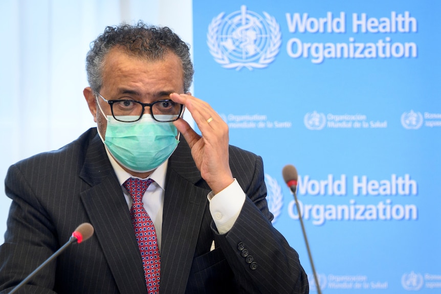 WHO Director General Dr Tedros during a meeting in Geneva in May.
