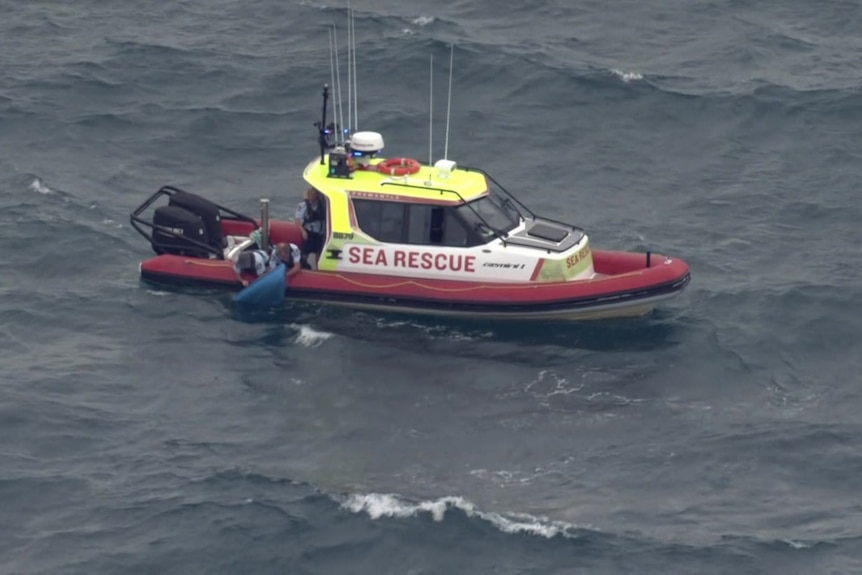A sea rescue boat at the Rottnest Channel Swim event.