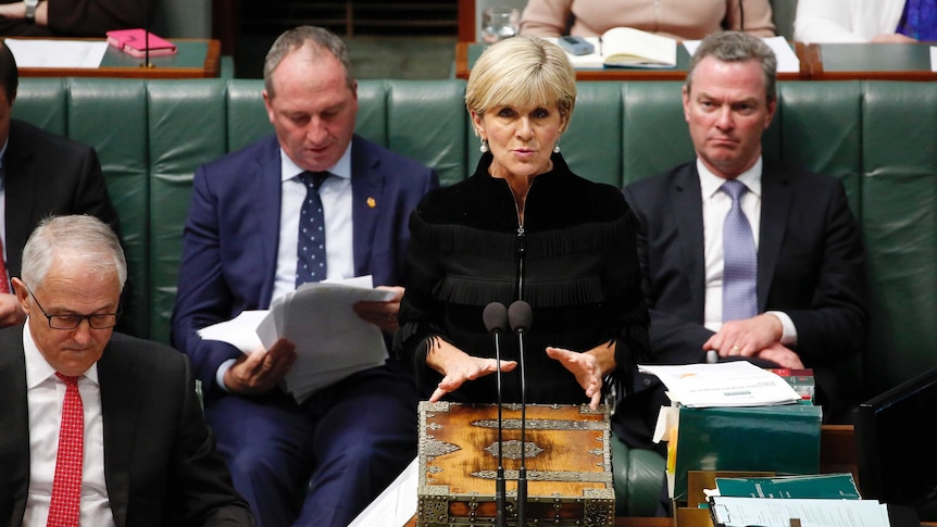 Julie Bishop speaking in Question Time.