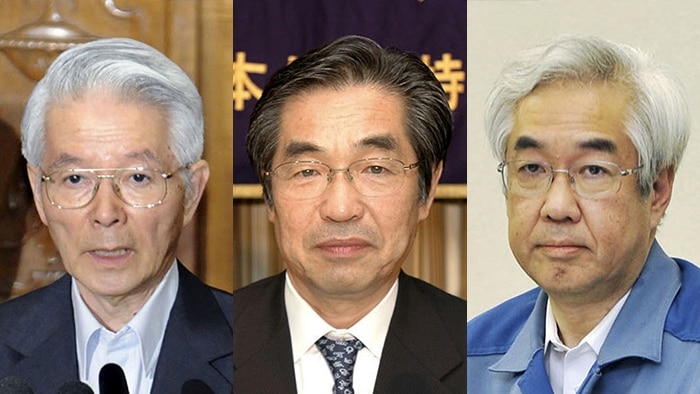 A composite photo former Tokyo Electric Power executives Tsunehisa Katsumata, Ichiro Takekuro and Sakae Muto.