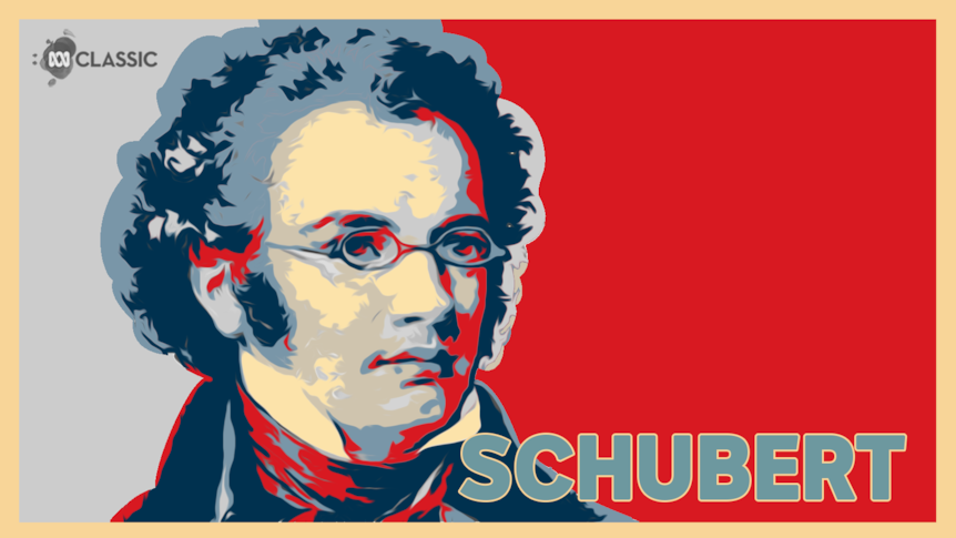 Composer Franz Schubert in the style of Obama "Hope" poster