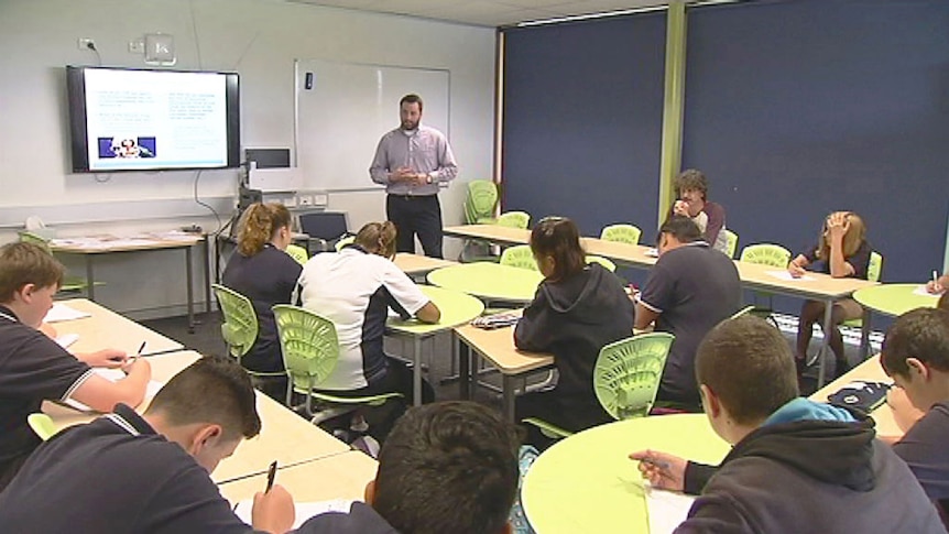 Matt Weigl teaches students at Melba Copland Secondary College.