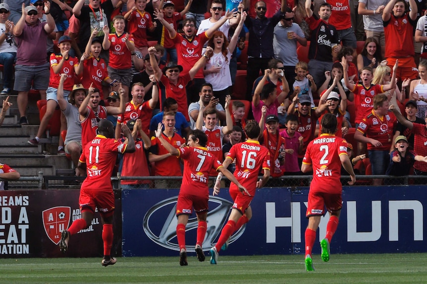 Pablo Sanchez celebrates goal for Adelaide United
