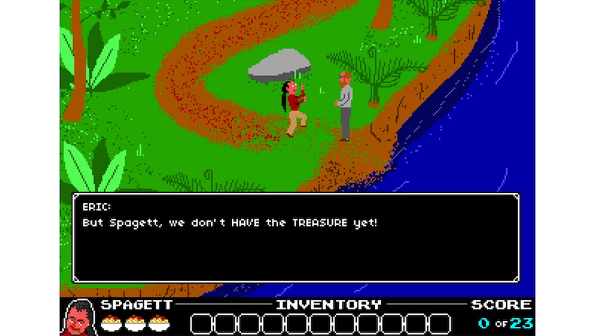 A screenshot from Andrew Onorato's fanmade game Spagett and the Quest for the Golden Treasure