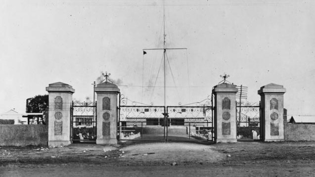 Liverpool camp front gates during WWI