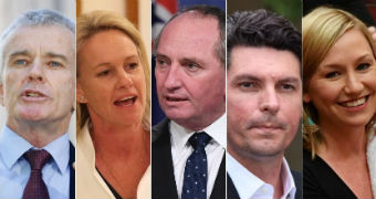 A composite photo of Malcolm Roberts, Fiona Nash, Barnaby Joyce, Larissa Waters and Scott Ludlam