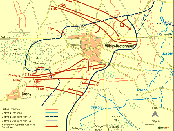 Map of Villers-Bretonneux battle